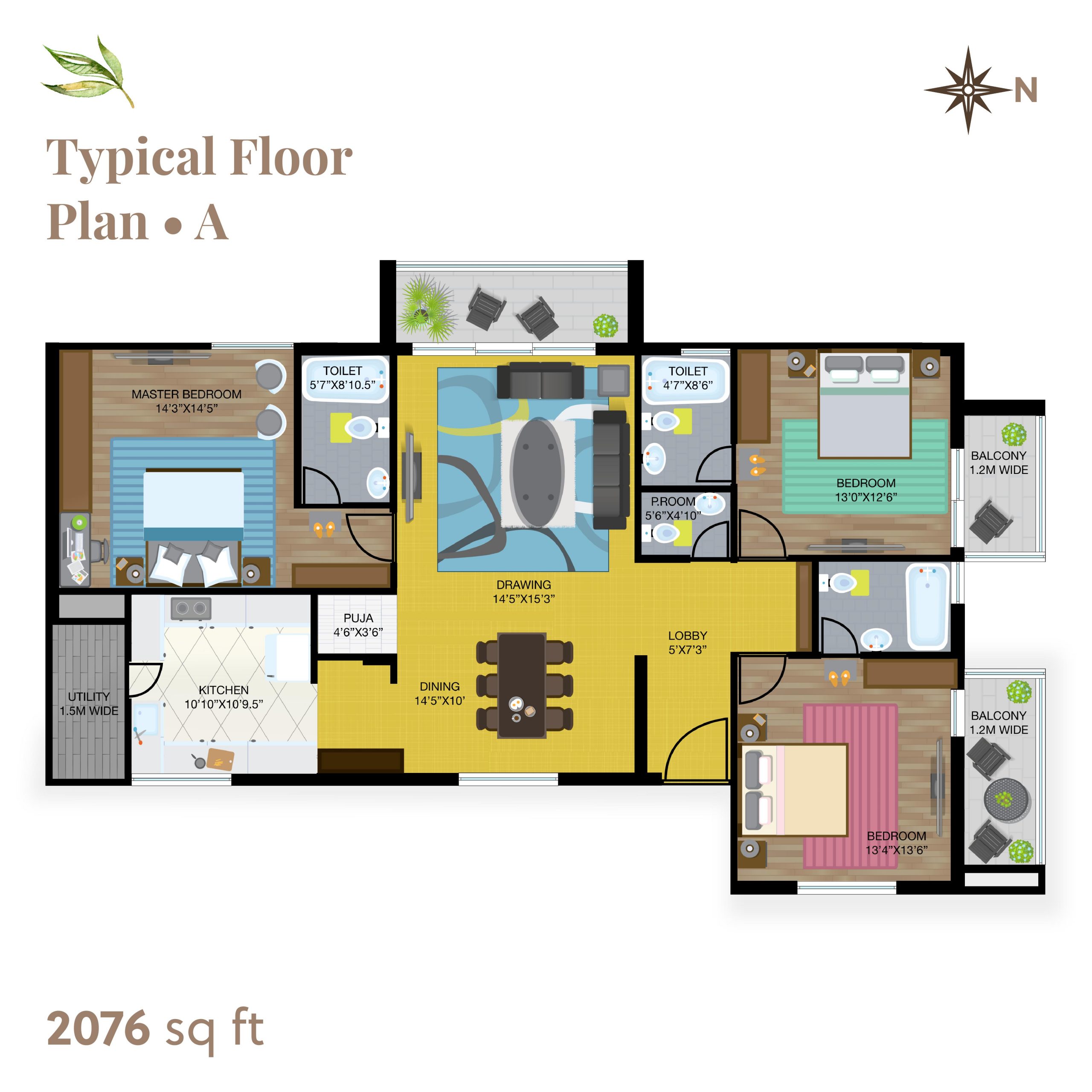 Oak Luxury Apartments – Floor Plan A